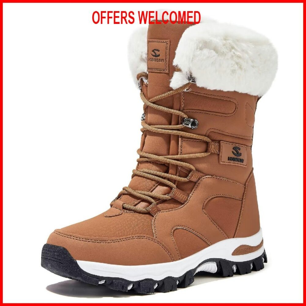 Women's Mid-Calf Winter Snow Boots, Faux Fur Lined, Water Resistant